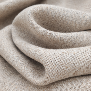 Close-up of natural raw linen fabric used for Vanessa May Designs sleep masks