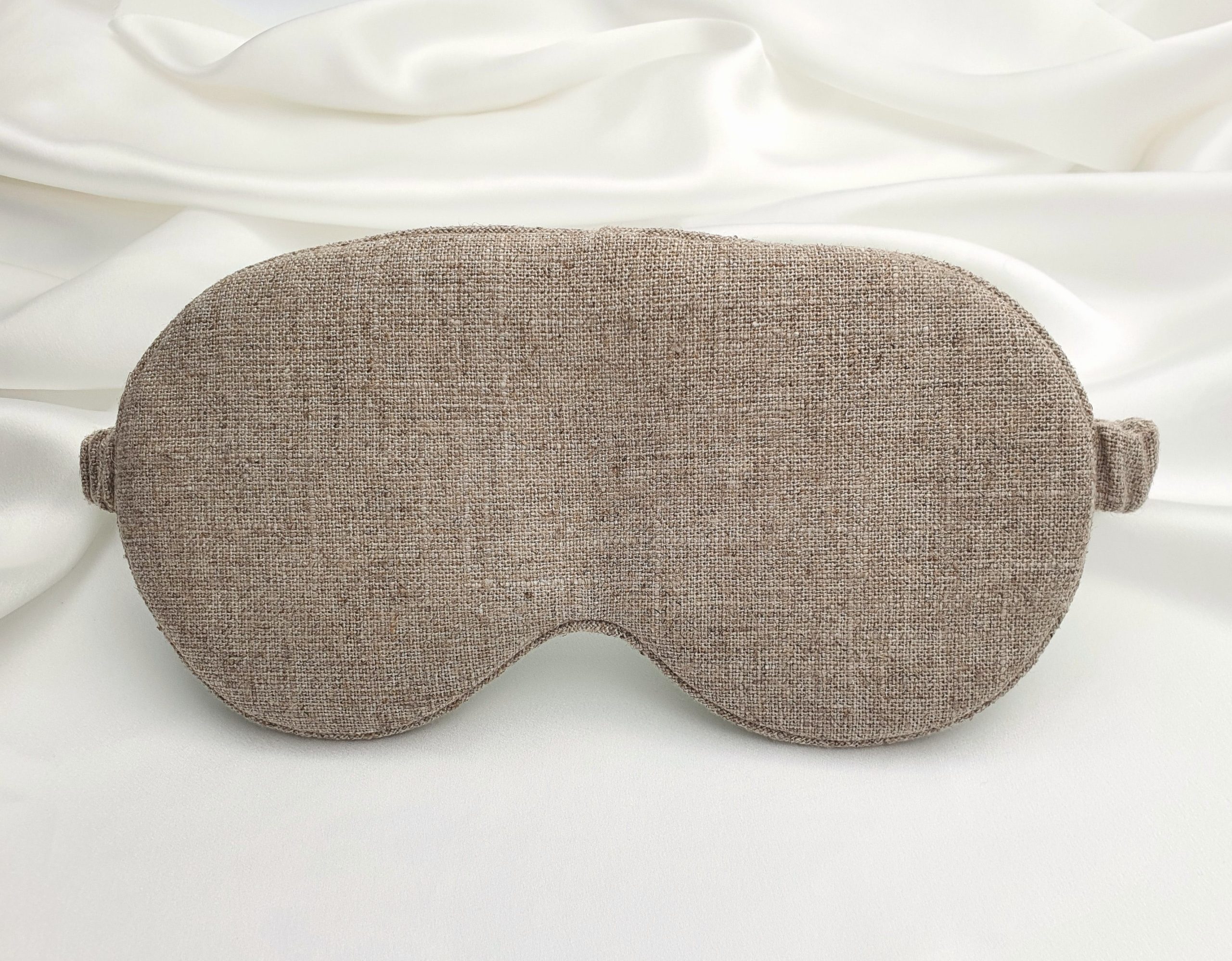 Handmade raw linen and mulberry silk sleep mask